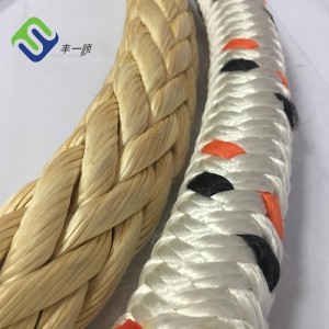 Double Braided Yellow Color Uhmwpe Rope with Polyester Sleeve 16mm