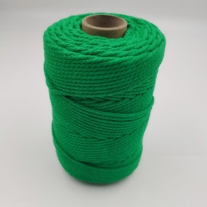 Természetes színű, 4 mm-es 4 szál sodrat pamut kötél makramé fali akasztóhoz