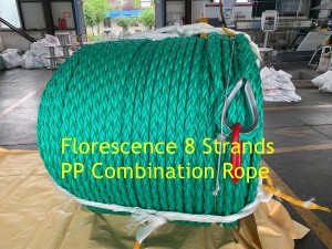 Grøn farve PP Deep Sea Combination 8 Strand Rope for Marine Cable