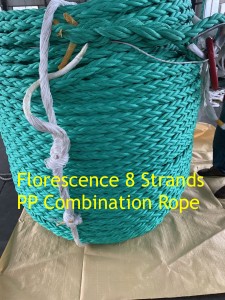 Grønn Farge PP Deep Sea Combination 8 Strand Rope for Marine Cable