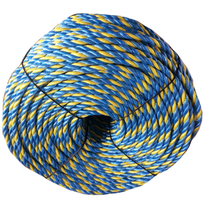 Blue/yellow Color UV Resistance 6mm Telstra Rope 3 Strand PP Split Film Rope For Cable Hauling