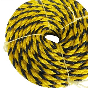 Wholesale 6mm/8mm/10mm Yellow and Black Color 3 Strand PE Tiger Rope