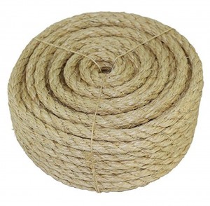 8mm 100% 3 strand Natural Eco-friendly Twisted Sisal Rope for sale