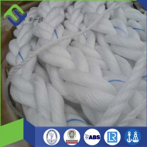 Witte kleur 56 mm 8-strengs polypropyleen monofilament touw voor het slepen van schepen