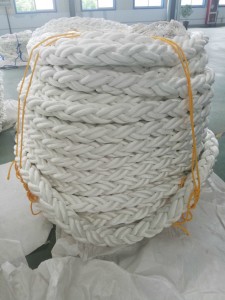 Бяло цветно 8-нишково полипропиленово PP въже за акостиране на морски кораби
