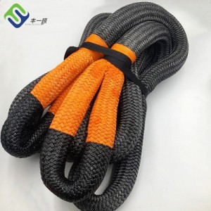 Hot Sale 25mm 9m Kinetic Recovery Tow Rope Heavy Duty Nylon Double Braided With Soft Shackle