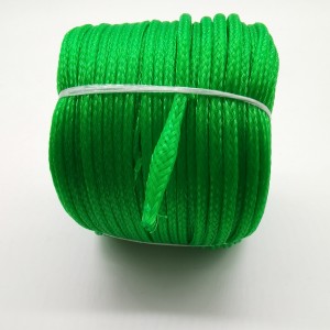 Green Color Hollow Braided 16 Strand Polyethylene Rope 4mmx100m For Farming Industries