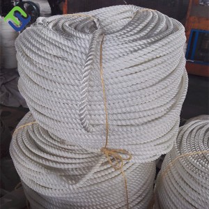 White Color 16mm 3 Strand Nylon Twisted Marine Mooring Soft Rope 200m One Roll