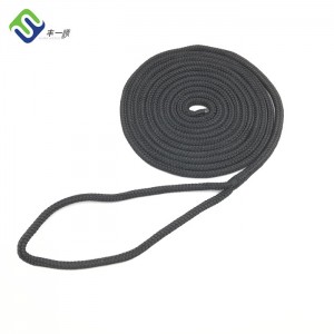 Linha de doca de corda marinha trançada dupla de 3/8" x 15 pés de cor preta fabricada na China