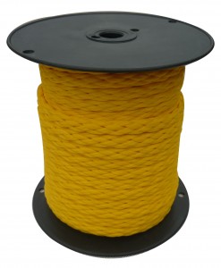 Corda de tubo de polietileno trançado oco de 8 fios de cor amarela para proteção de cabo