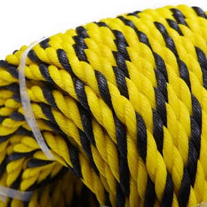 Wholesale 6mm/8mm/10mm Yellow and Black Color 3 Strand PE Tiger Rope