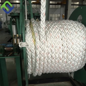 High tensity breaking strength 8 strand 88mm polyester marine rope