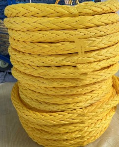 Yellow Color 12 Strand Marine Towing UHMWPE Marine Rope 48mm/56mm With ABS Certificate