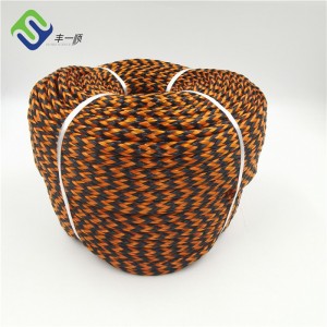 Čierna a oranžová farba PE duté pletené lano 8 mm Hot Sale