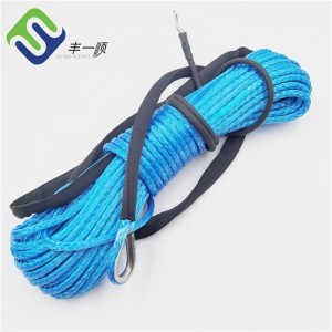 Synthetic UHMWPE Winch Rope 10mm Electric Winch Rope 30m yokhala ndi Hook
