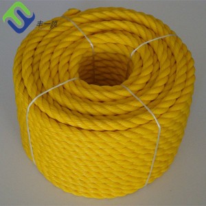 Žltá farba 3 pramenné skrútené PP polypropylénové lano
