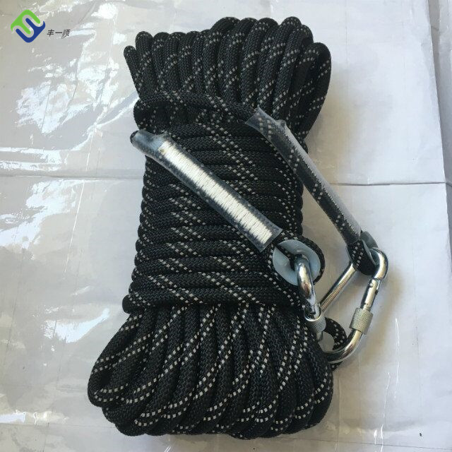 Factory Free sample Amusement Park Combination Rocking Rope Playground - Black 10mm Rock Climbing Static Rope With Carabiner at each end – Florescence