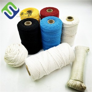 Cordão de algodão macramê de 3 mm Corda de algodão natural de 3 fios