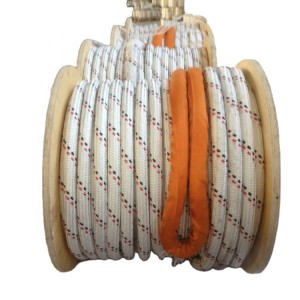 షిప్ బోట్ కోసం పాలిస్టర్ కవర్ మెరైన్ మూరింగ్ రోప్‌తో 24mm అల్లిన UHMWPE రోప్