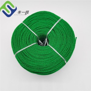 Ngjyrë jeshile me 3 fije litari PP Polipropileni 10 mm për çdo rrotull 220 metra