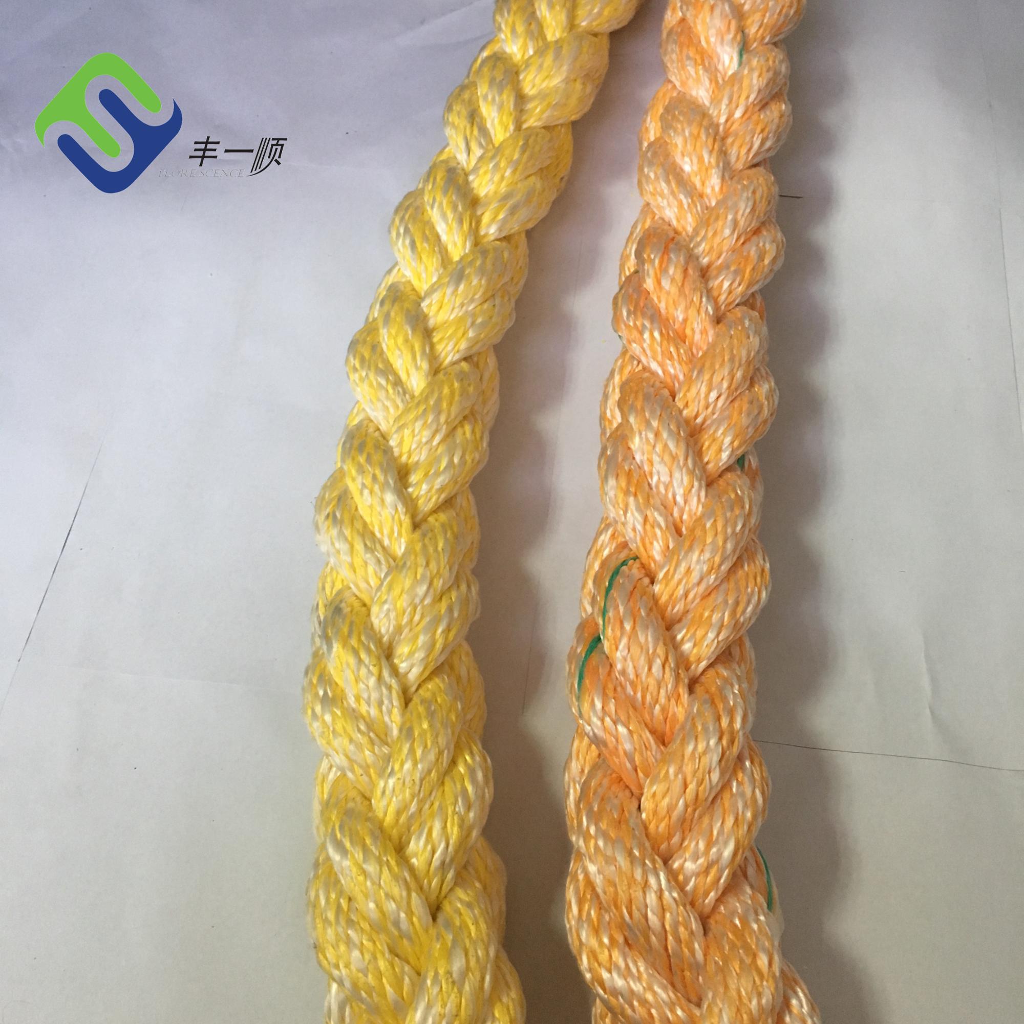 Manufacturing Companies for Twisted Cotton Rope - Yellow Marine mooring 8 strand PP and Polyester mixed rope for sale  – Florescence
