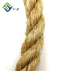 38mm Kulur naturali 3 strand Twisted Sisal Fiber Rope għall-Ġardinaġġ