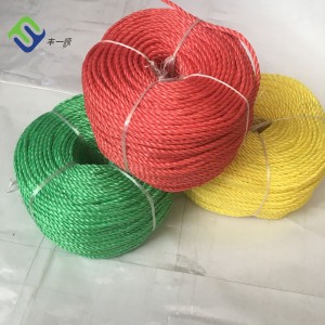 Farebné 3-pramenné skrútené PP lano z štiepanej fólie 10 mm Hot Sale