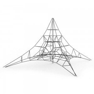 Žaidimų aikštelės lauko įrangos kombinuotas laipiojimo tinklas su virvių piramidėmis